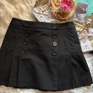 Vintage 90s Bebe Pleated Black Mini Skirt Made in USA Button School Girl 4 y2k S